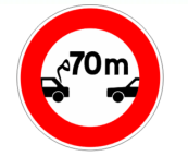 Distance de sécurité minimale 70m
