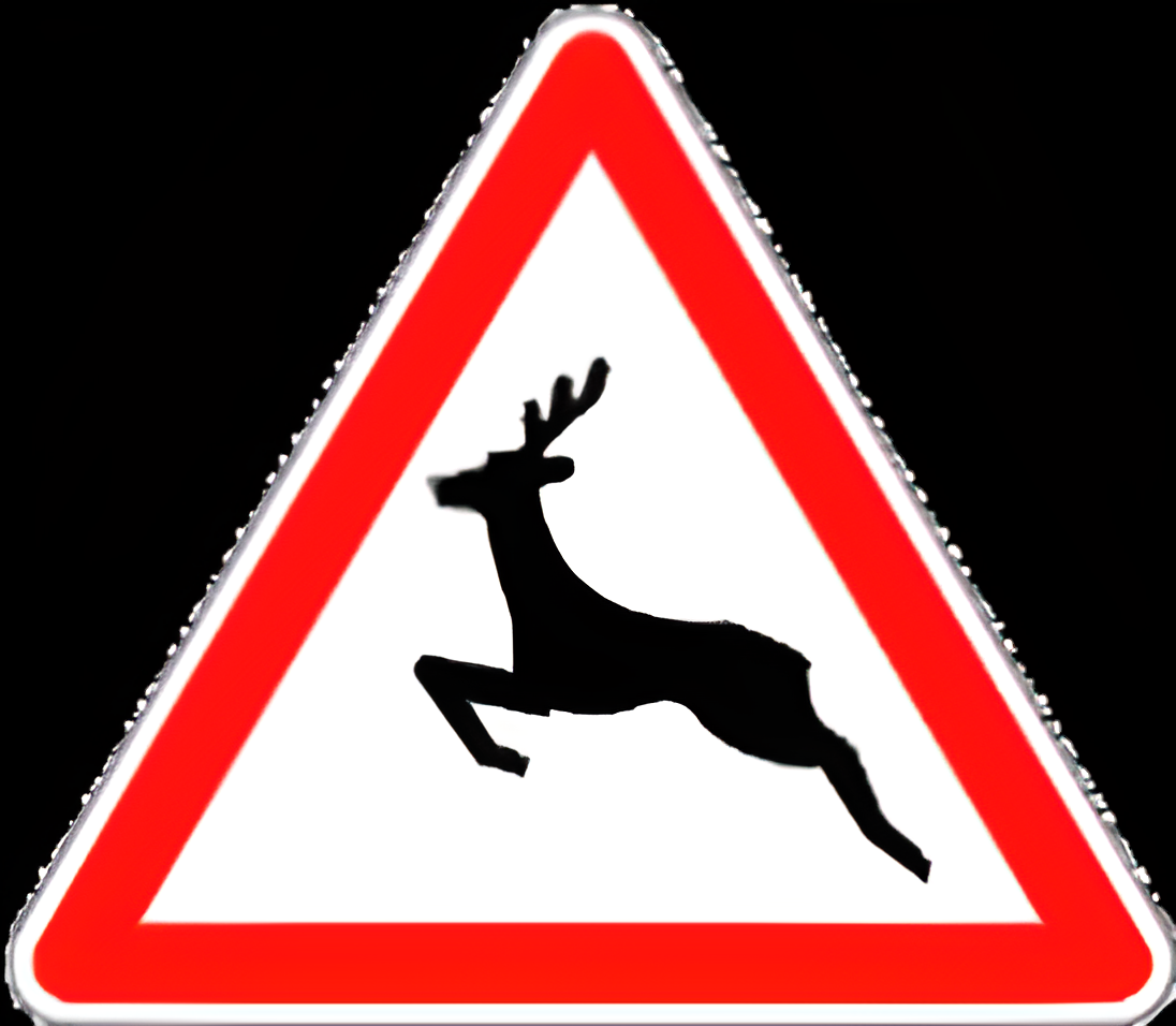 Danger passage d'animaux sauvages