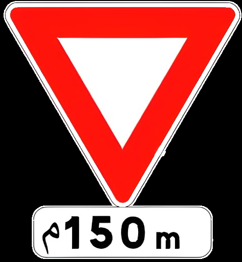 Cédez le passage à 150 mètres