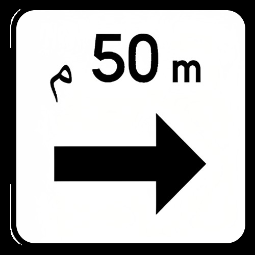 Panonceau de distance et de direction 50m
